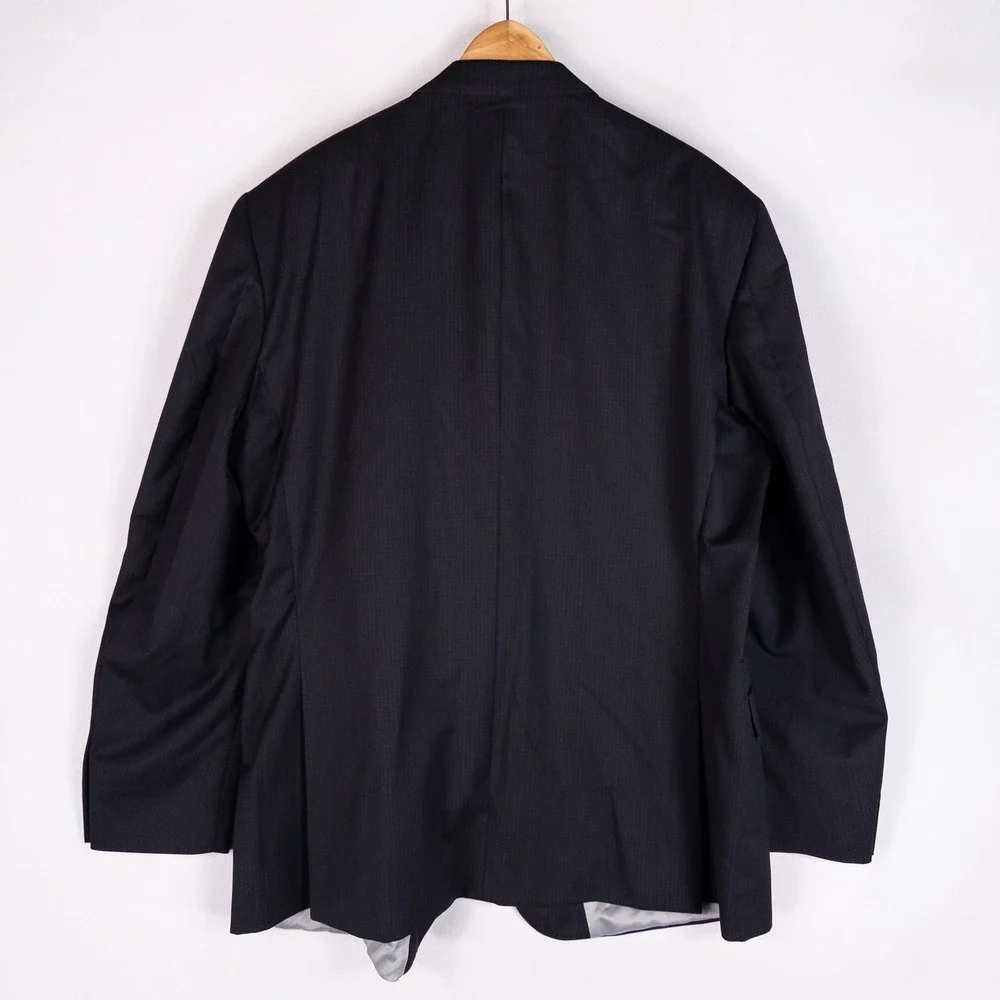 Rubin Luxury Mens Blazer 50T Black Pure Virgin Wool 2 Button Sport Coat Jacket
